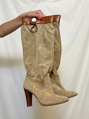 Michael Kors suede slouch tan knee high boots